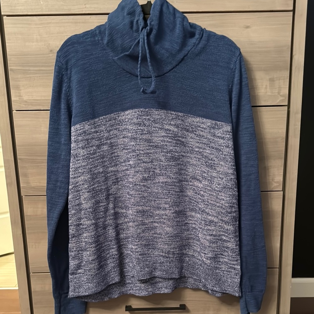 Cozy Men’s EXPRESS Blue Cowl Neck Sweater